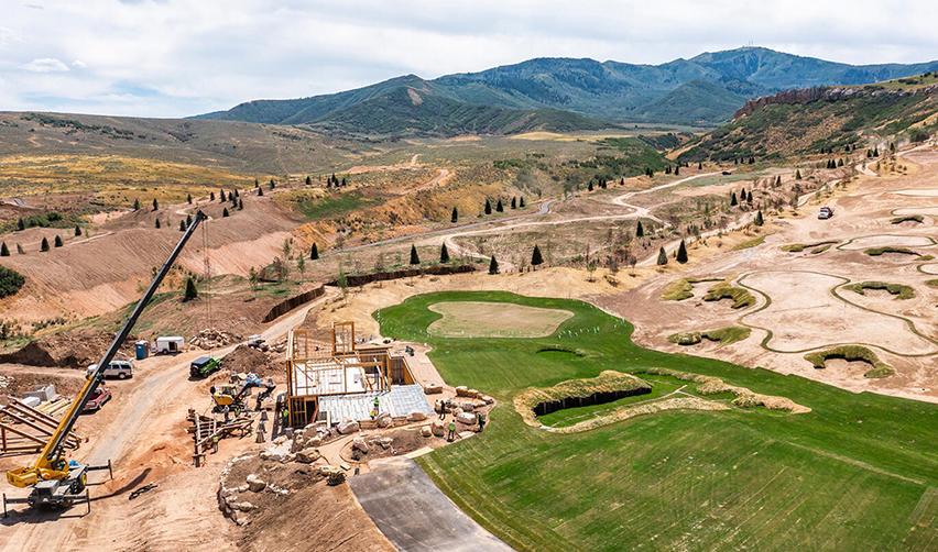 An ariel view of the Wohali development in Utah. The golf course has been landscaped and one of the first properties is being constructed.