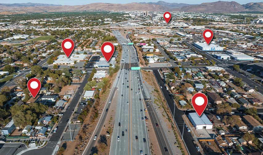 A map with pins dropped on certain locations, symbolizing EB5 TEAs.