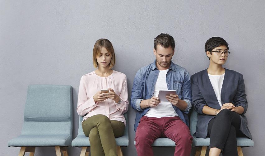 A group of candidates waiting for a job interview.