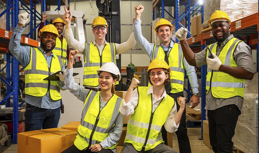 A group of people in safety vests and helmets, symbolizing U.S. economic growth through EB5 job creation.