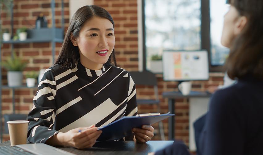 A foreign national or H1B worker going through a job interview.
