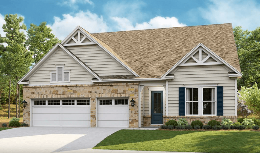 A house with a garage and a lawn