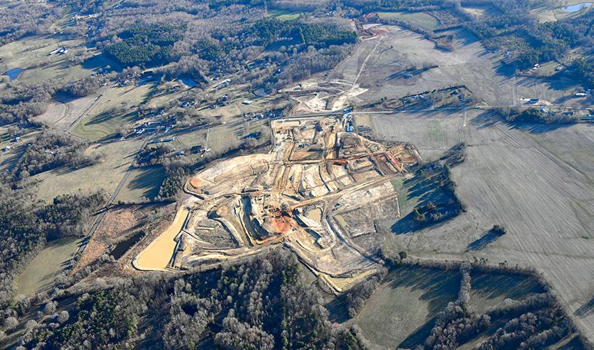 An aerial view of a land