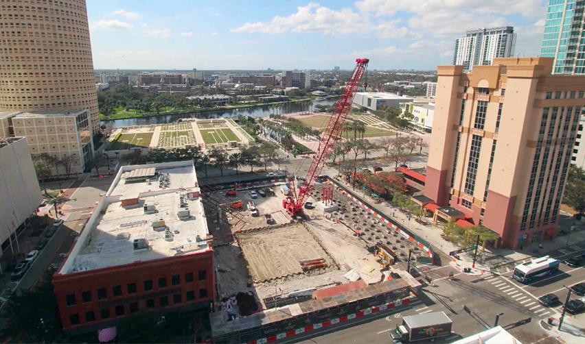 A crane in a construction site