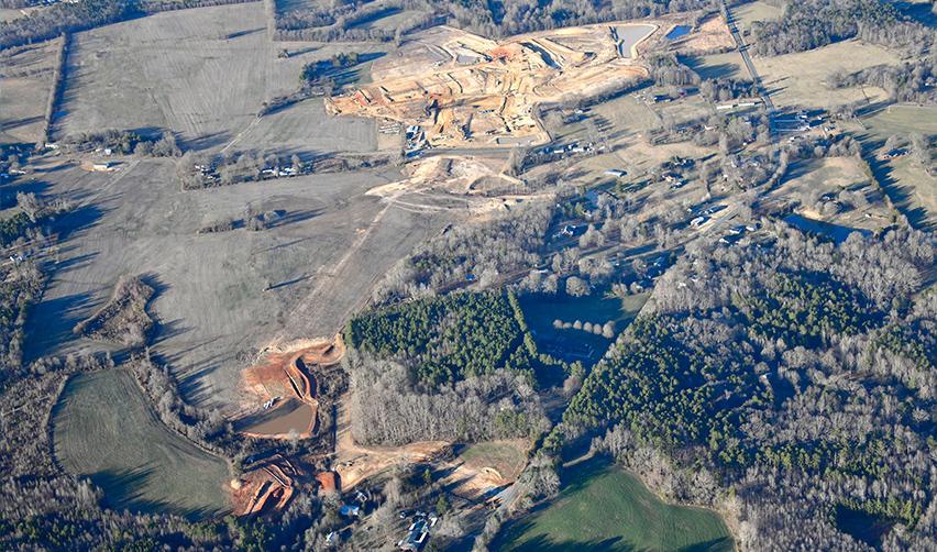 An aerial view of a land