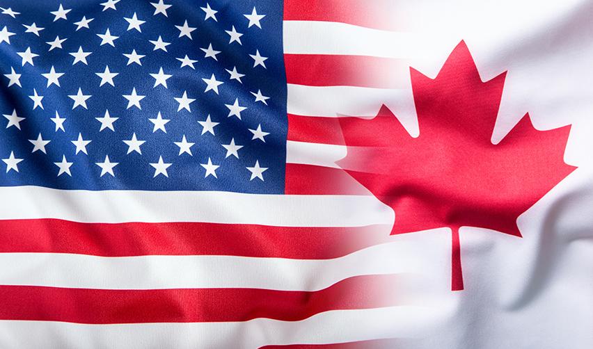 Blended image of the U.S. and Canadian flags, symbolizing cross-border ties and the EB5 investment immigration opportunity for Canadians.