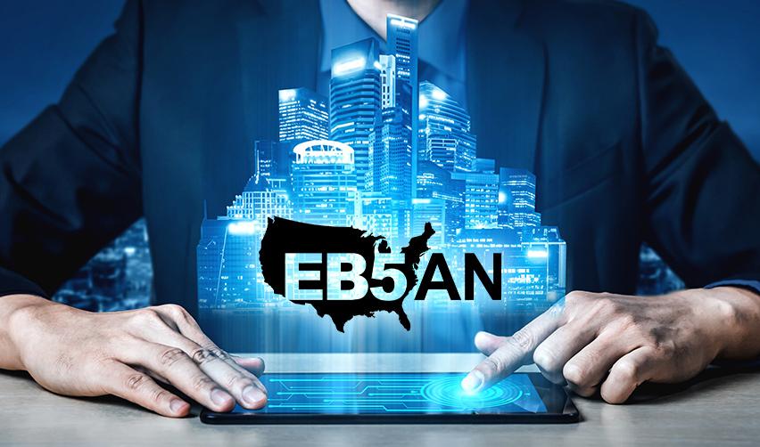 A business professional evaluates EB5AN’s regional centers and job creation metrics, key elements in the EB5 program.