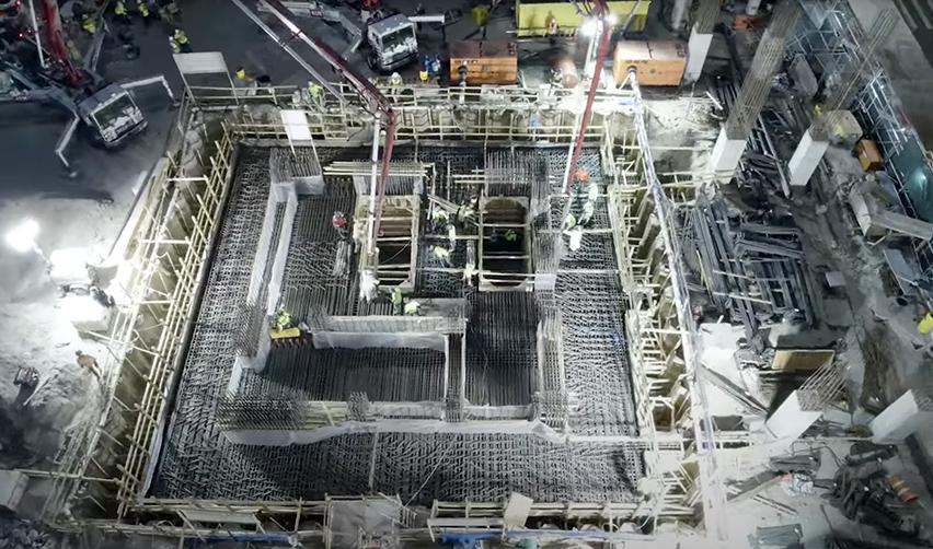Aerial view of a construction site