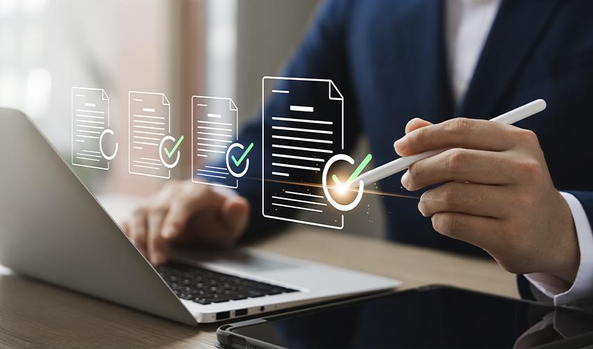 Investor reviewing EB5 documents digitally, representing transparency and compliance in regional center operations.