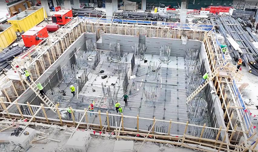 A construction site with workers